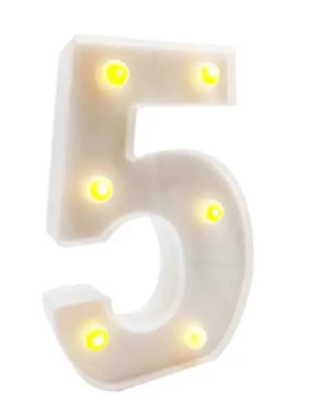 Lampara De Numero 5 16cm Luz Calida