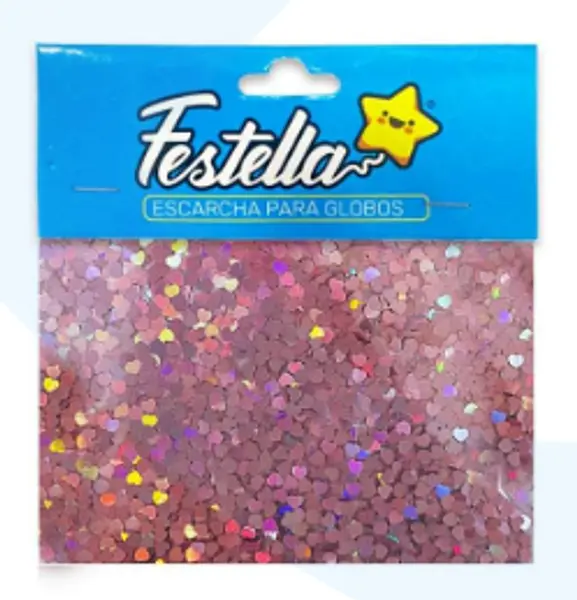 Escarcha Globo Corazon Rosado Paquete X12