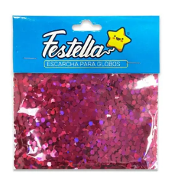 Escarcha Globo Hexagonal Fucsia Paquete X12