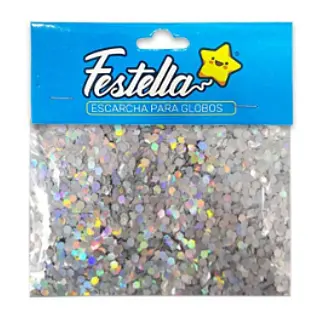 Escarcha Globo Hexagonal Plateado Paquete X12