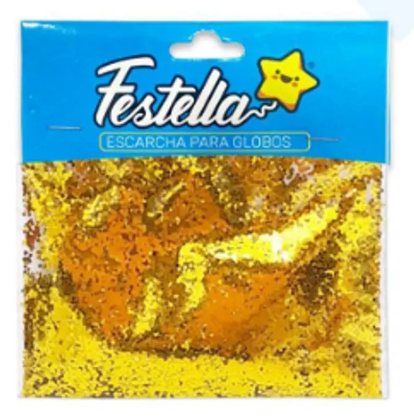 Escarcha Para Globo Dorada Paquete X12