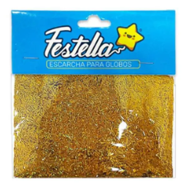 Escarcha Para Globo Pelos Dorados Paquete X12