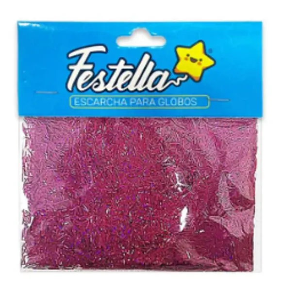 Escarcha Para Globos Pelos Fucsia Paquete X12