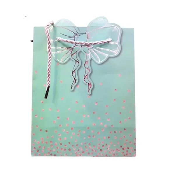 Bolsa De Regalo Con Moño Metalizado Verde Menta