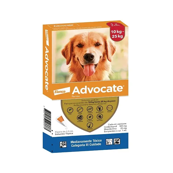ADVOCATE PERRO 2,5 ML, 10 A 25 KL