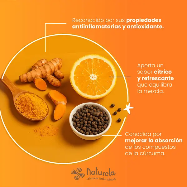 Bebida De Cúrcuma Con Extracto De Pimienta Y Naranja