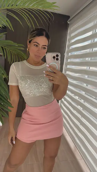 Blusa Tipo Camisa De Lentejuelas Chic