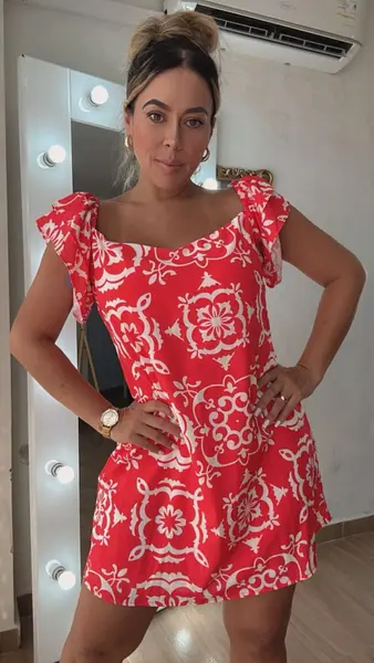 Vestido Escote En V Estampado