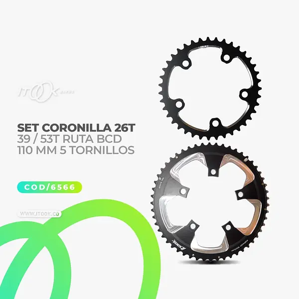 Set De Coronillas 39 / 53t Ruta Bcd 110 Mm 5 Tornillos