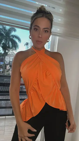 Blusa Naranja De Tiras Con Bolero