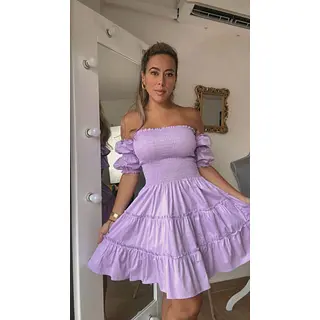 Vestido Lila Con Manga