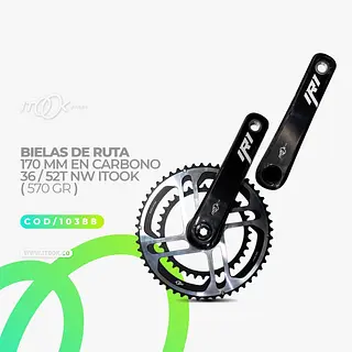 Set Bielas 170mm Ruta Carbono 36/52t Nw Itook 570 Gr