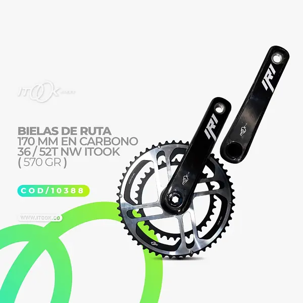 Set Bielas 170mm Ruta Carbono 36/52t Nw Itook 570 Gr