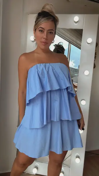 Vestido Corto Azul Bebe