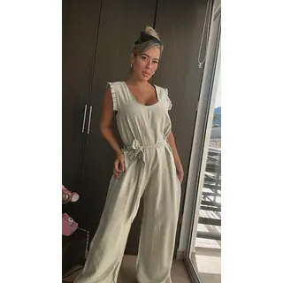 Enterizo En Tiras Con Cinturón, Moderno Y Femenino