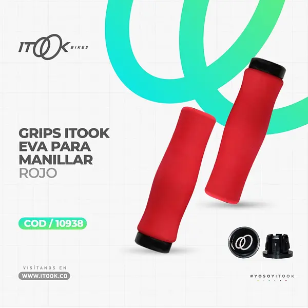 Grips Para Manillar Mtb Eva Color Rojo