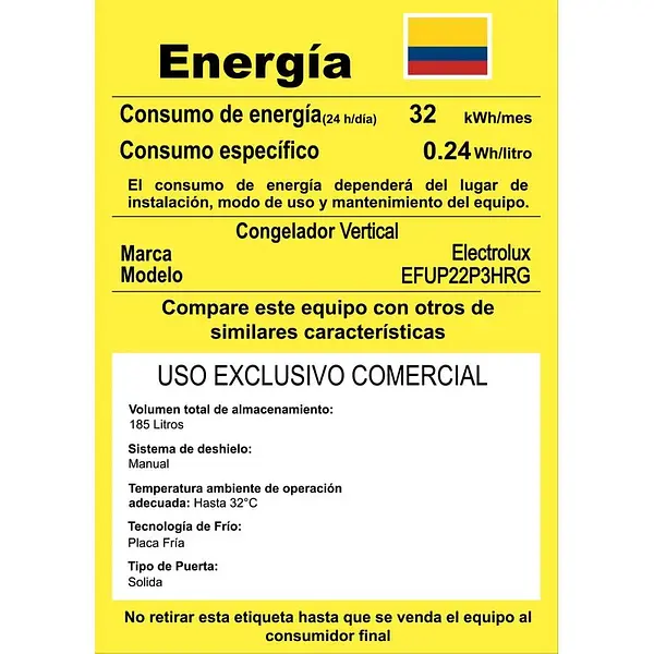 Congelador Vertical Electrolux 212l Con 7cajones Efup22p3hrg