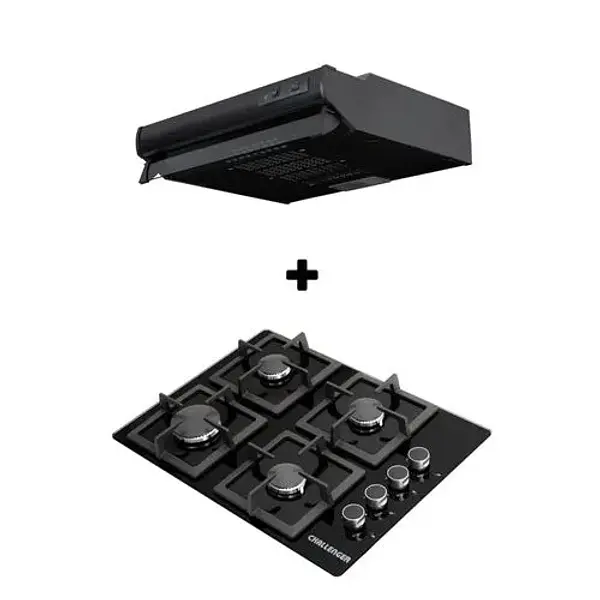 Combo Estufa Vidrio Sq6759+Campana60c Neg Challenger Cx4200