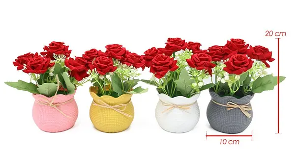 Maceta De Rosas Artificiales