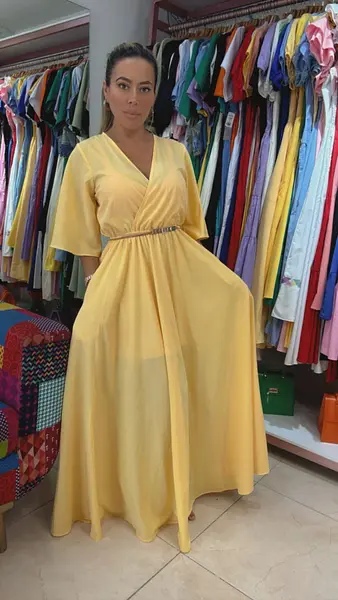 Vestido Largo Amarillo - Fresco Y Elegante