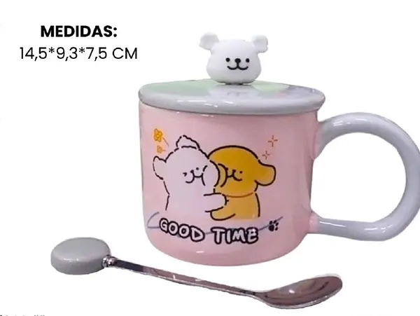 Pocillo Con Tapa Y Cuchara Incluida