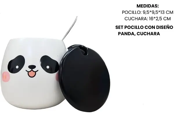 Pocillo De Oso Panda Con Tapa Incluida