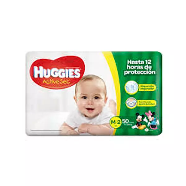 Pañales Huggies Active Sec Etapa 2/M x 50 Unidades