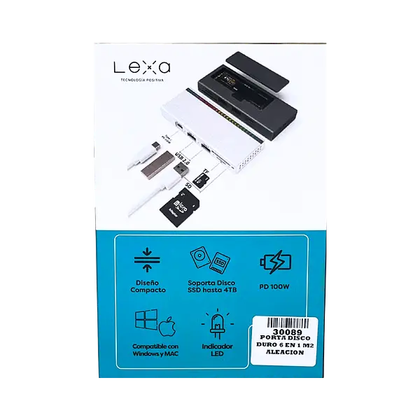 Porta Disco Duro 6 En 1 M2 Alenación Aluminio 4tb Lexa