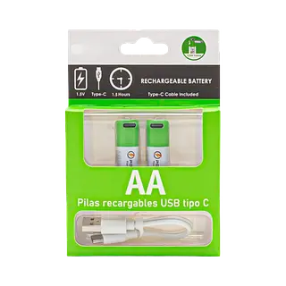 Pilas Recargables Type C 2aa