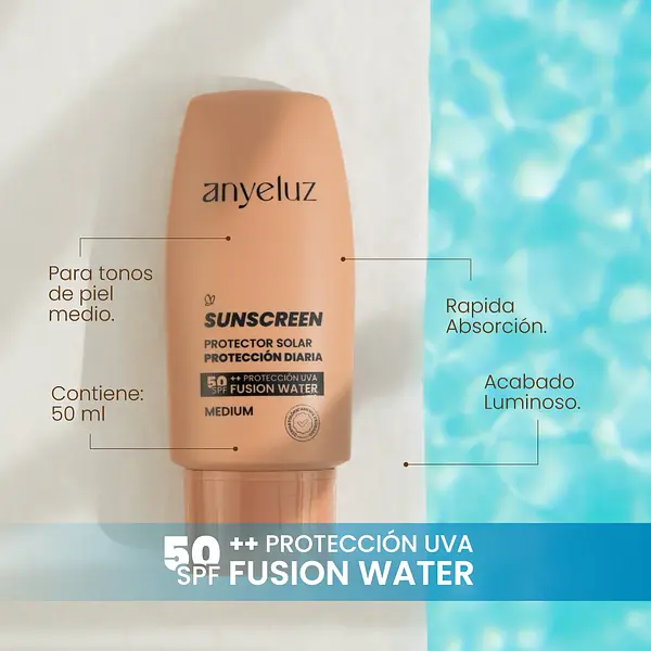 Protector Solar Tono Medium Fusion Water Anyeluz