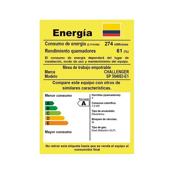 Estufa Challenger De Empotrar Sp 5040