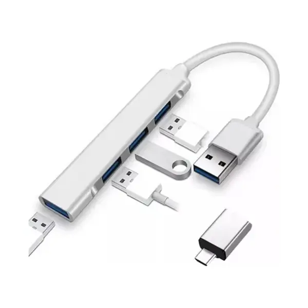 Hub 4 Puertos Usb 2.0 2 En 1 Type C+Usb