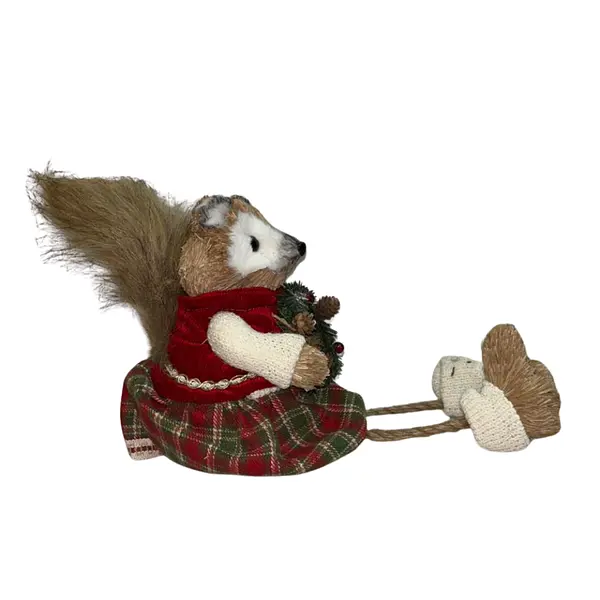 Ardilla Navideña Con Vestido Y Piernas Colgantes
