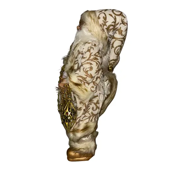 Papa Noel En Blanco Y Dorado Con Regalos