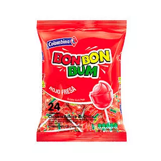 Bon Bon Bum Rojo Fresa Relleno De Chicle