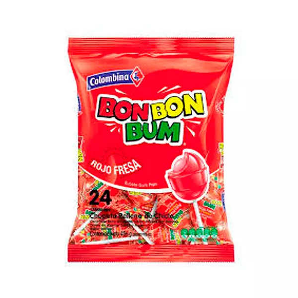 Bon Bon Bum Rojo Fresa Relleno De Chicle