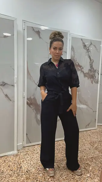 Set De Camisa Con Encaje Y Pantalón Con Cinturón De Cinta Pa