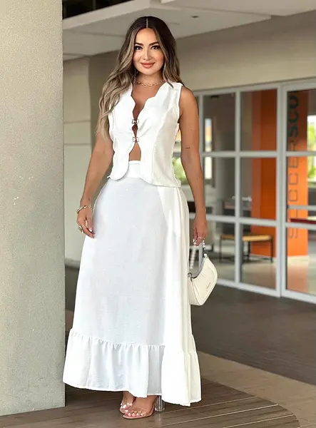 Set Blanco Femenino Elegante Para Cualquier Ocasión