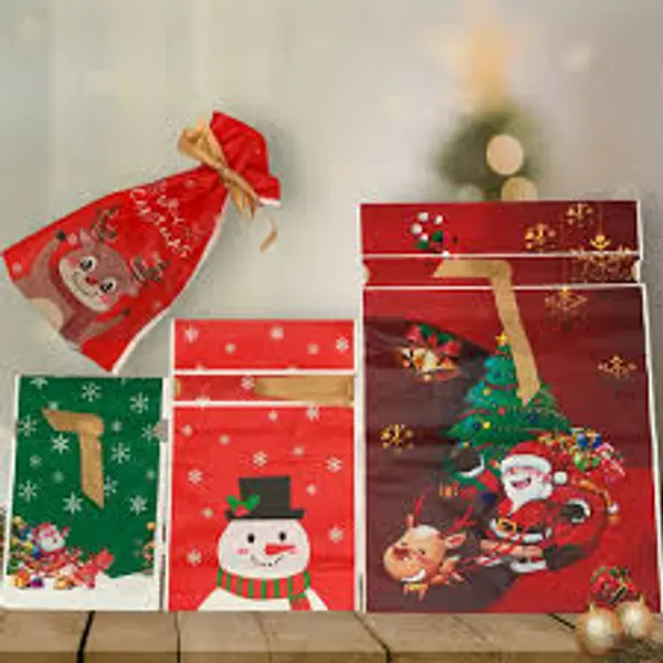 Bolsa Regalo Plastica Navidad Stdo 15x23cm