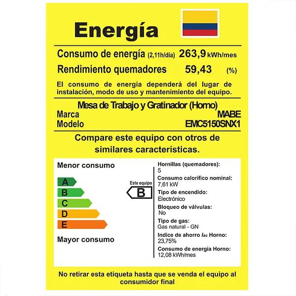 Estufa Mabe Con Horno 52 Cm Gas Inox-Negro