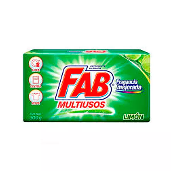 Detergente de Barra Fab Limón Multiusos Fragancia Mejorada