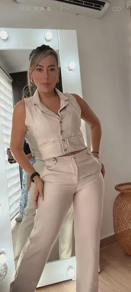 Set Beige Elegante De Lino