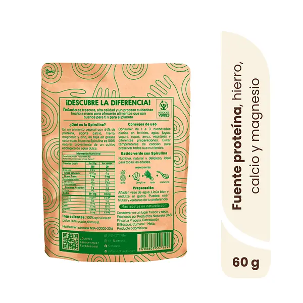 Spirulina / Espirulina Polvo | 60 Grs