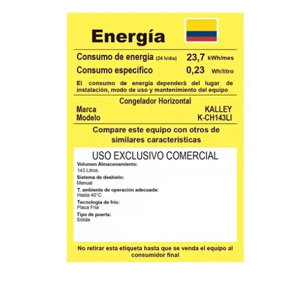 Congelador Horizontal Inverter Kalley Dual 143 Litros