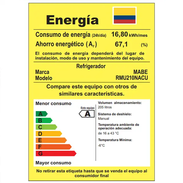 Nevera Mabe Convencional 211 L Brutos Inox