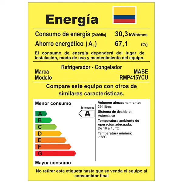 Nevera Mabe No Frost 415 L Brutos Inox