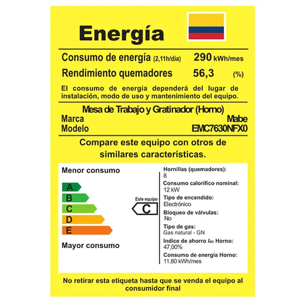Estufa Mabe Con Horno 76 Cm A Gas Inox