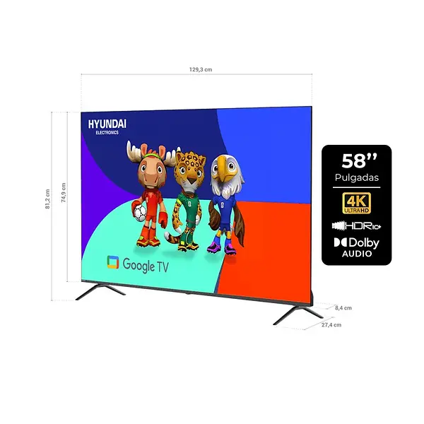 Televisor Hyundai 58 Pulgadas Google Tv Smart Tv 4k