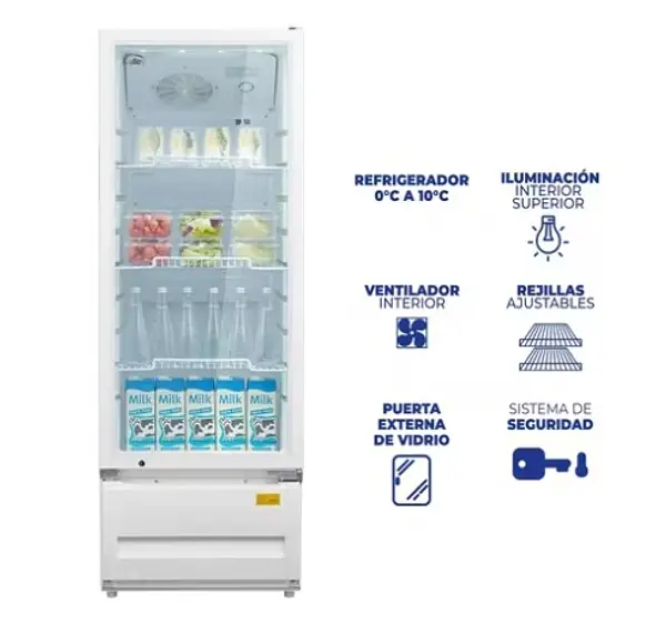 Nevera Vitrina Kalley Frost Una Puerta 211 Litros