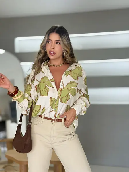 Camisera Green Flowers